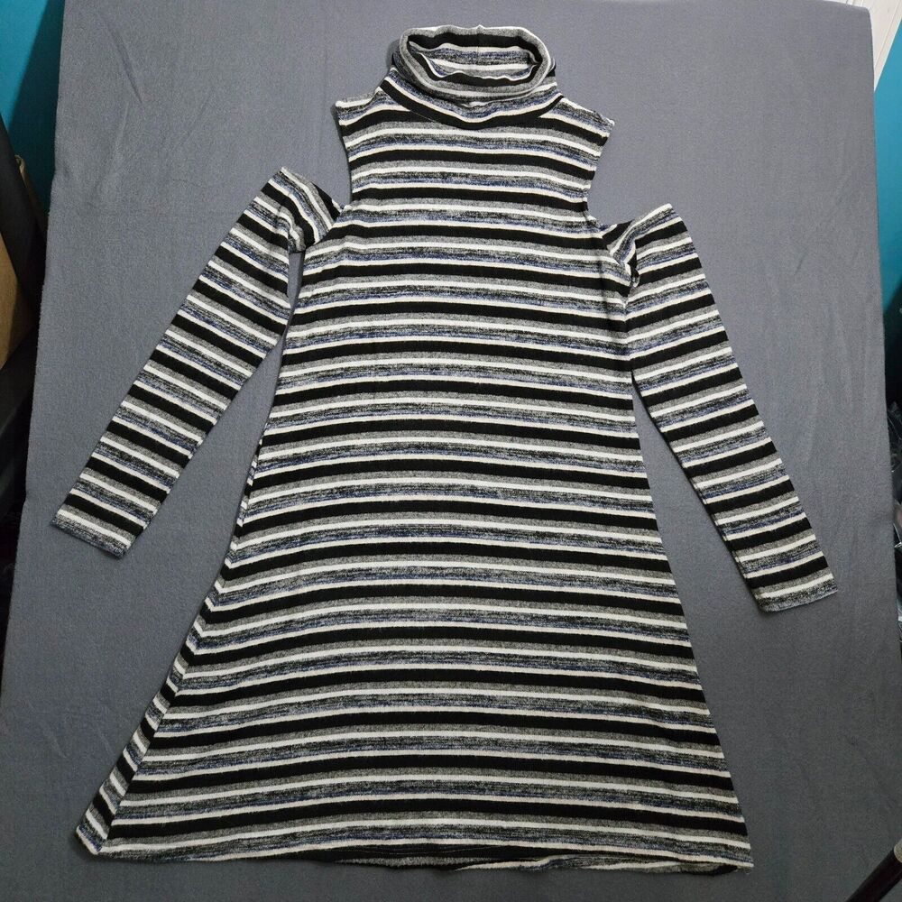 American Eagle Sweater Dress Women M Soft & Sexy Plush Striped Cold Shoulder NWT